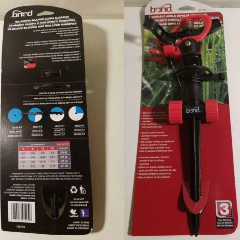NWT Bond 71551 Variable Angle Impulse Sprinkler NEW